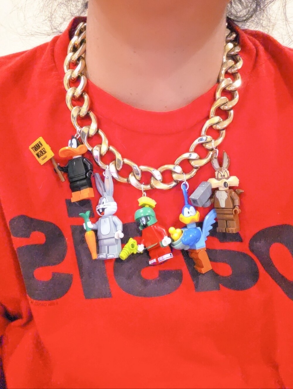Looney Toon Lego Gold Chunky Chain Necklace